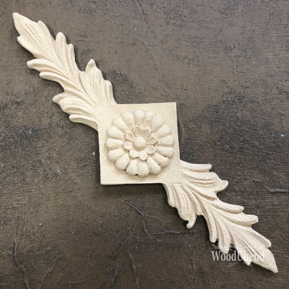 WoodUbend Flower on Square Pediment WUB2112 (6.698 × 1.97 in)