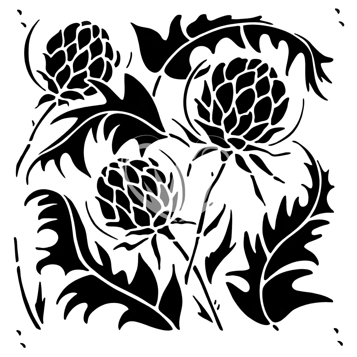 Posh Chalk Stencil from The House of Mendes Artichoke and Leaves 11.8 x 11.8 inches