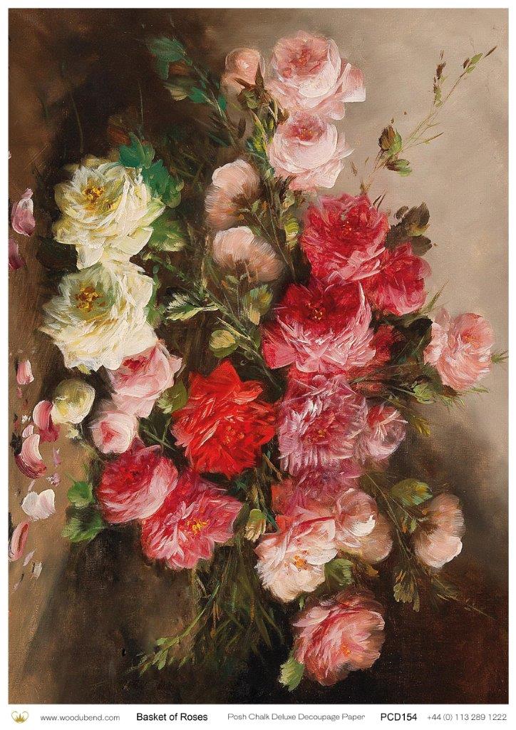 Posh Chalk Deluxe Decoupage Basket of Roses