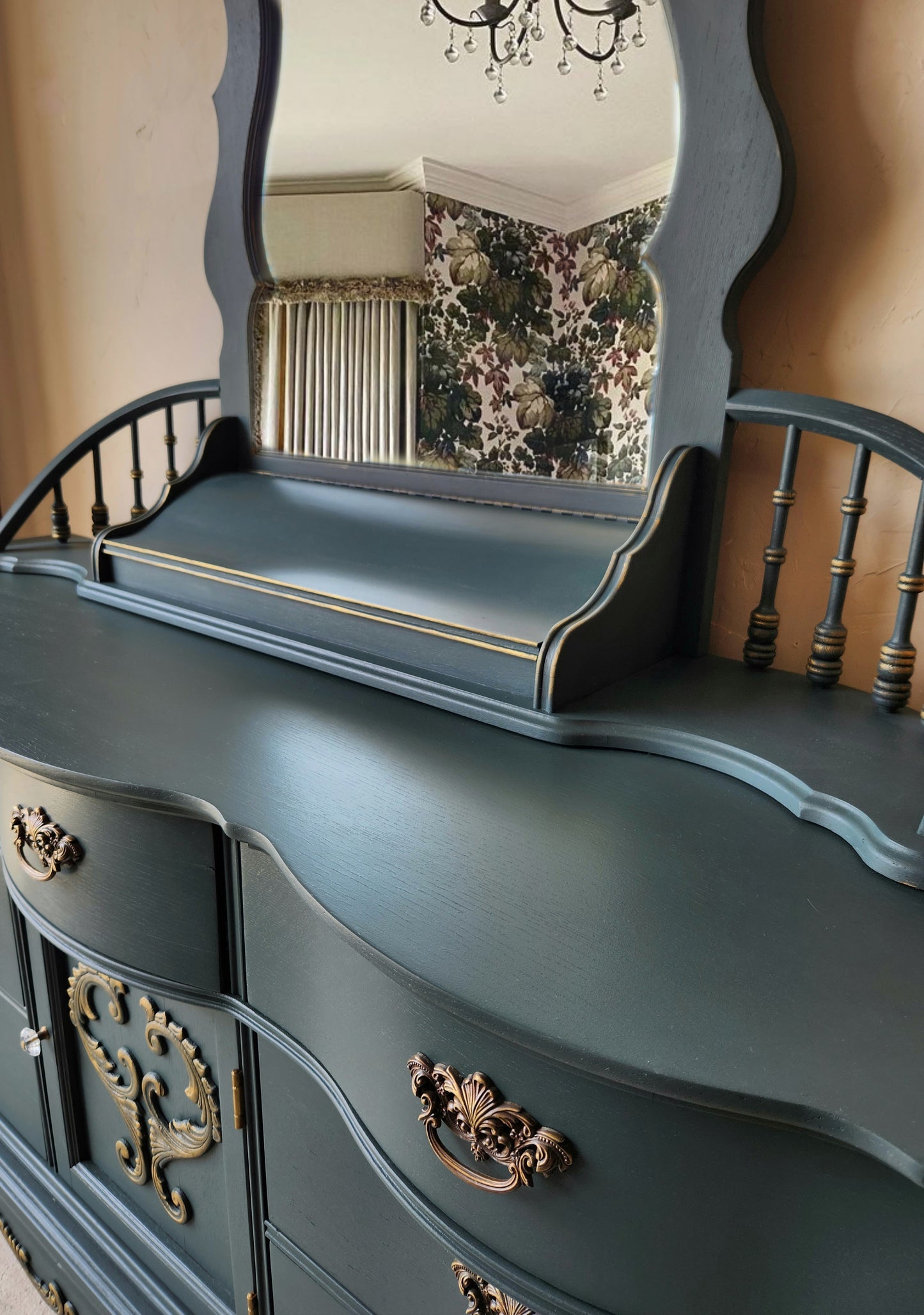 Victorian Style Dresser with Topper - Optional Customized Queen Bed