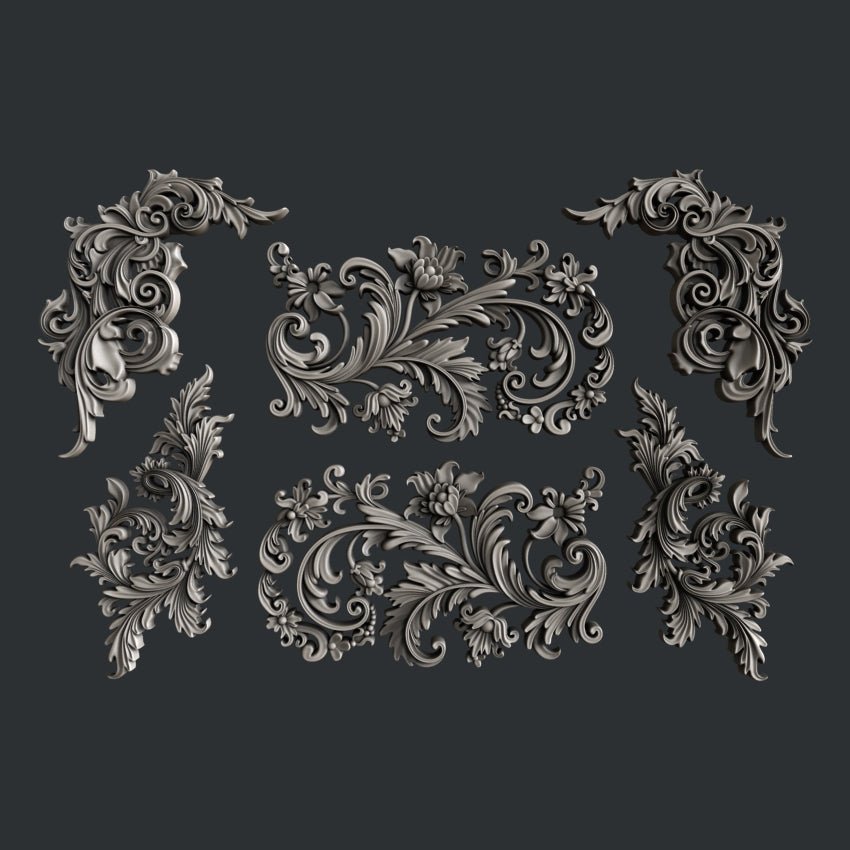 Flourishes Set 2 silicone mold by Zuri
