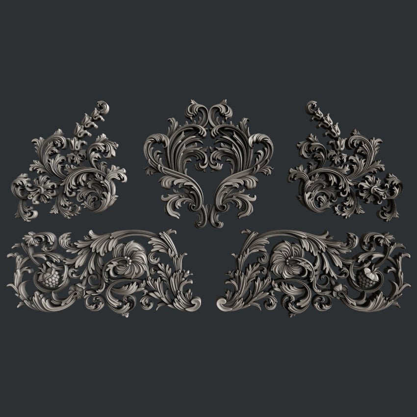 Flourishes Set 3 silicone mold by Zuri