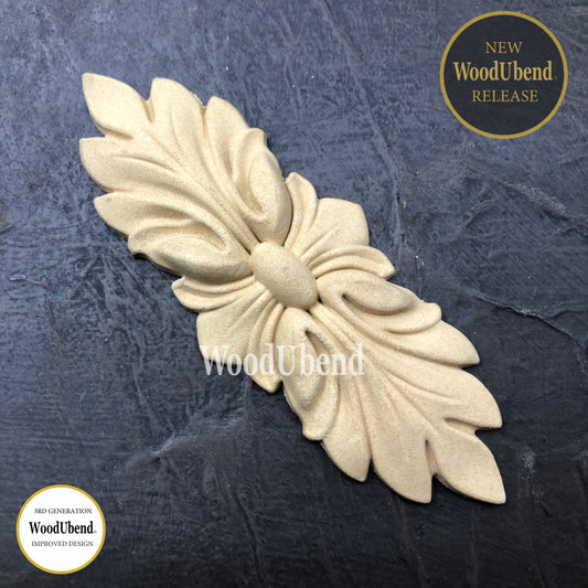 WoodUbend Pack of Two Leafy Pediments WUB1329.12 (1.77 × 4.72 in)