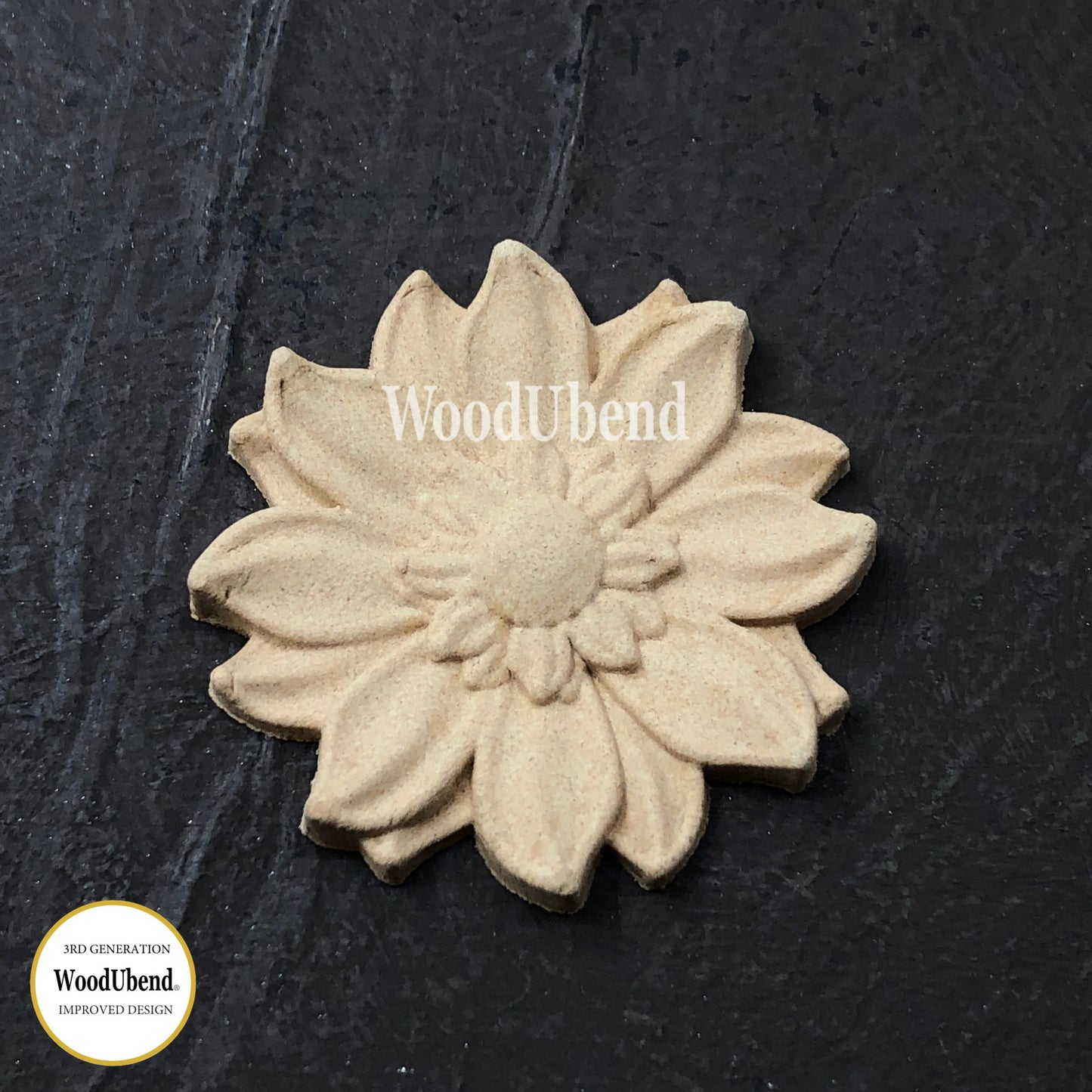 WoodUbend Pack of Five Classic Rounded Petal Flower WUB0354 (1.97 × 1.97 in)