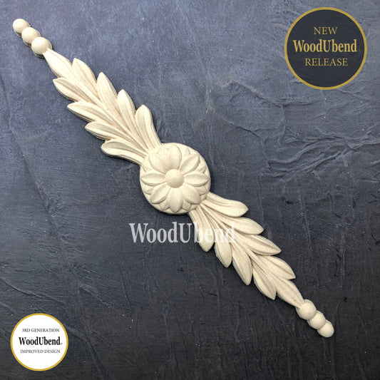 WoodUbend Pack of Two Floral Pediments WUB6021 (1.77 × 10.43 in)