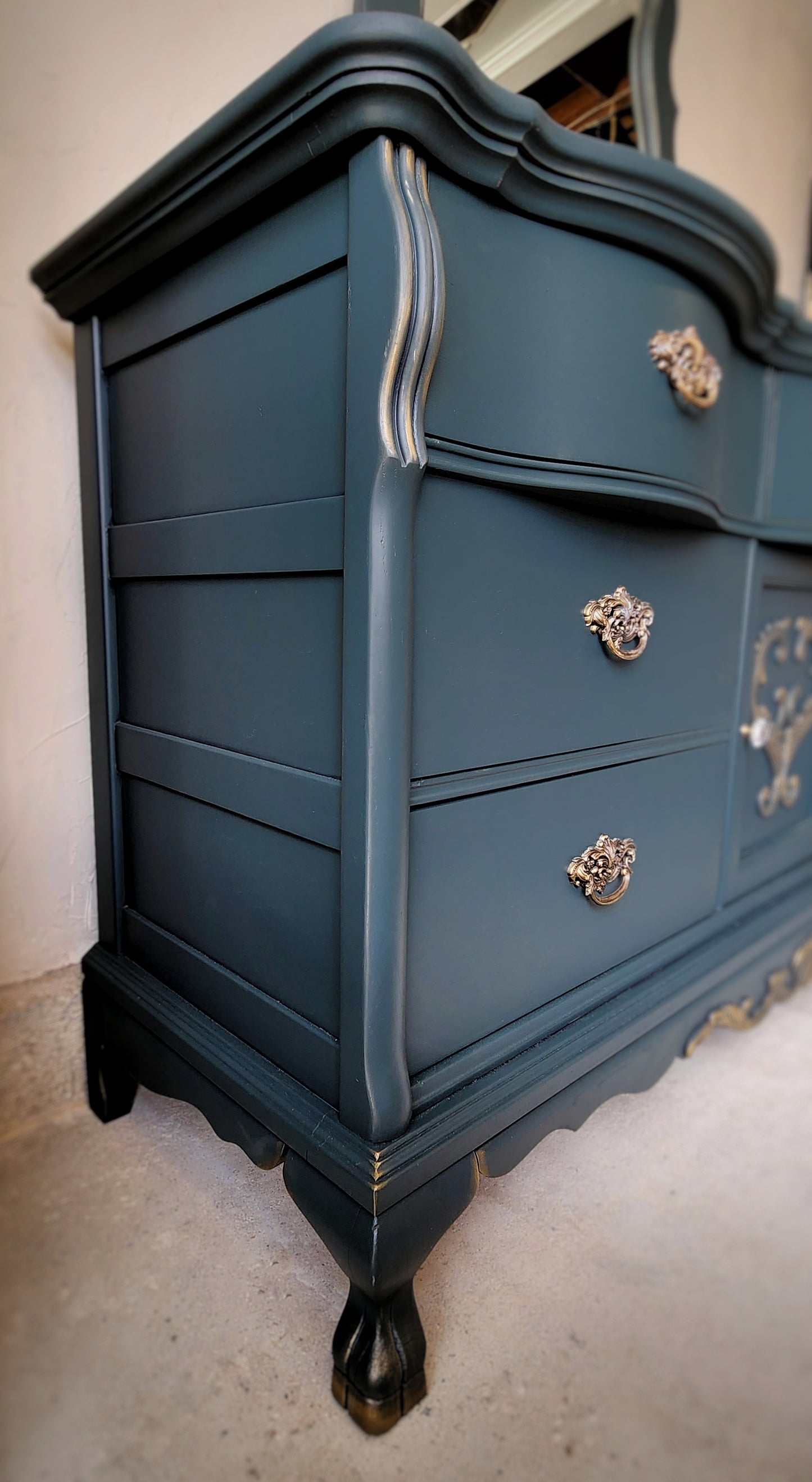 Victorian Style Dresser with Topper - Optional Customized Queen Bed