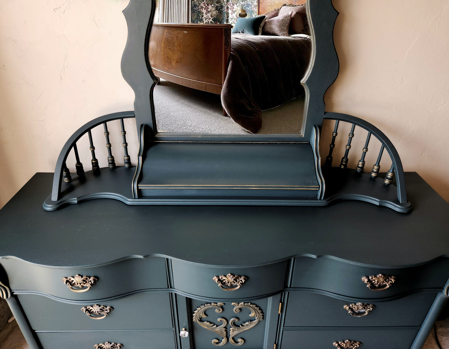 Victorian Style Dresser with Topper - Optional Customized Queen Bed