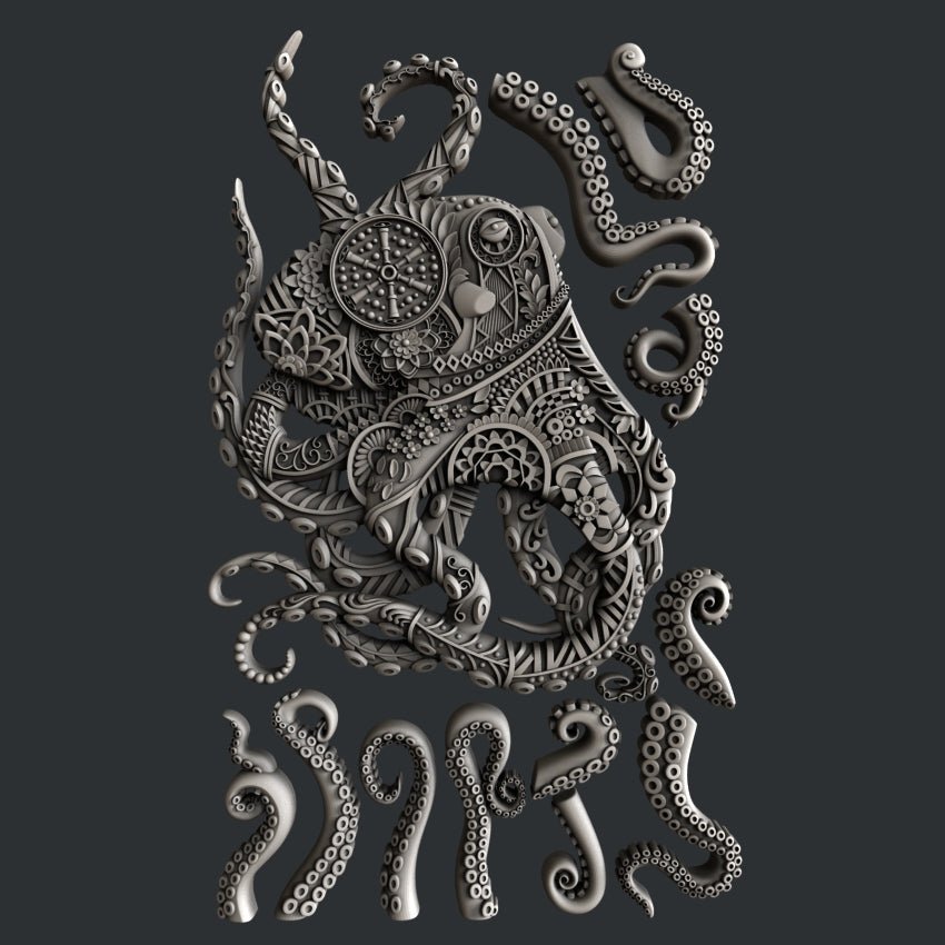 Ornate Octopus silicone mold by Zuri