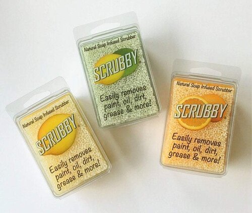 Scrubby Soap Citrus Oil Cleaning Sponge - Citrus Hand Soap - Removes Paint, Oil and Dirt